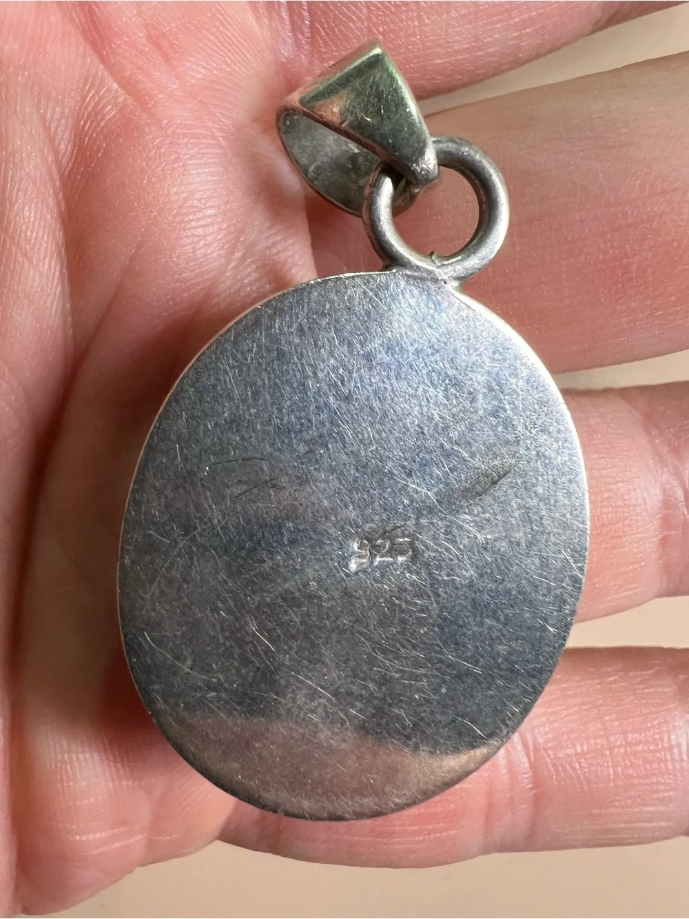 Green Oval Stone Sterling Pendant